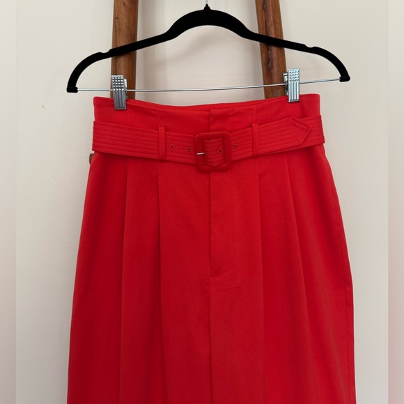 ANTONIO MELANI Vibrant Red-Orange Wide Leg Pants - Picture 6 of 13